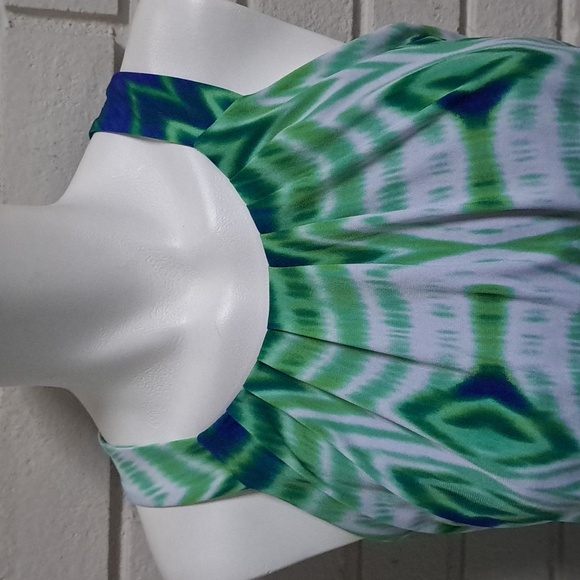 Donna Ricco Bold Colored Sleeveless Pleated Front Maxi Dress. Size 4 - Picture 5 of 11